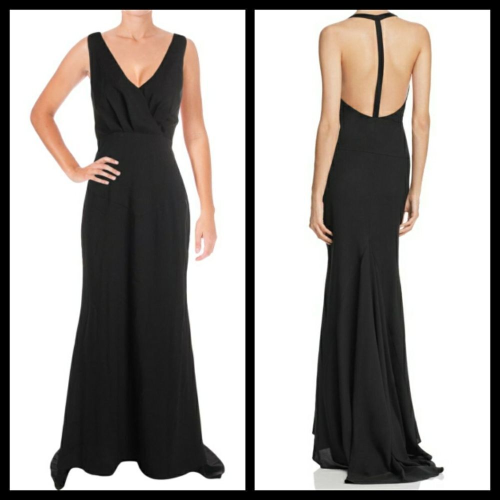 Elegant Black Prom Gown with Open Back